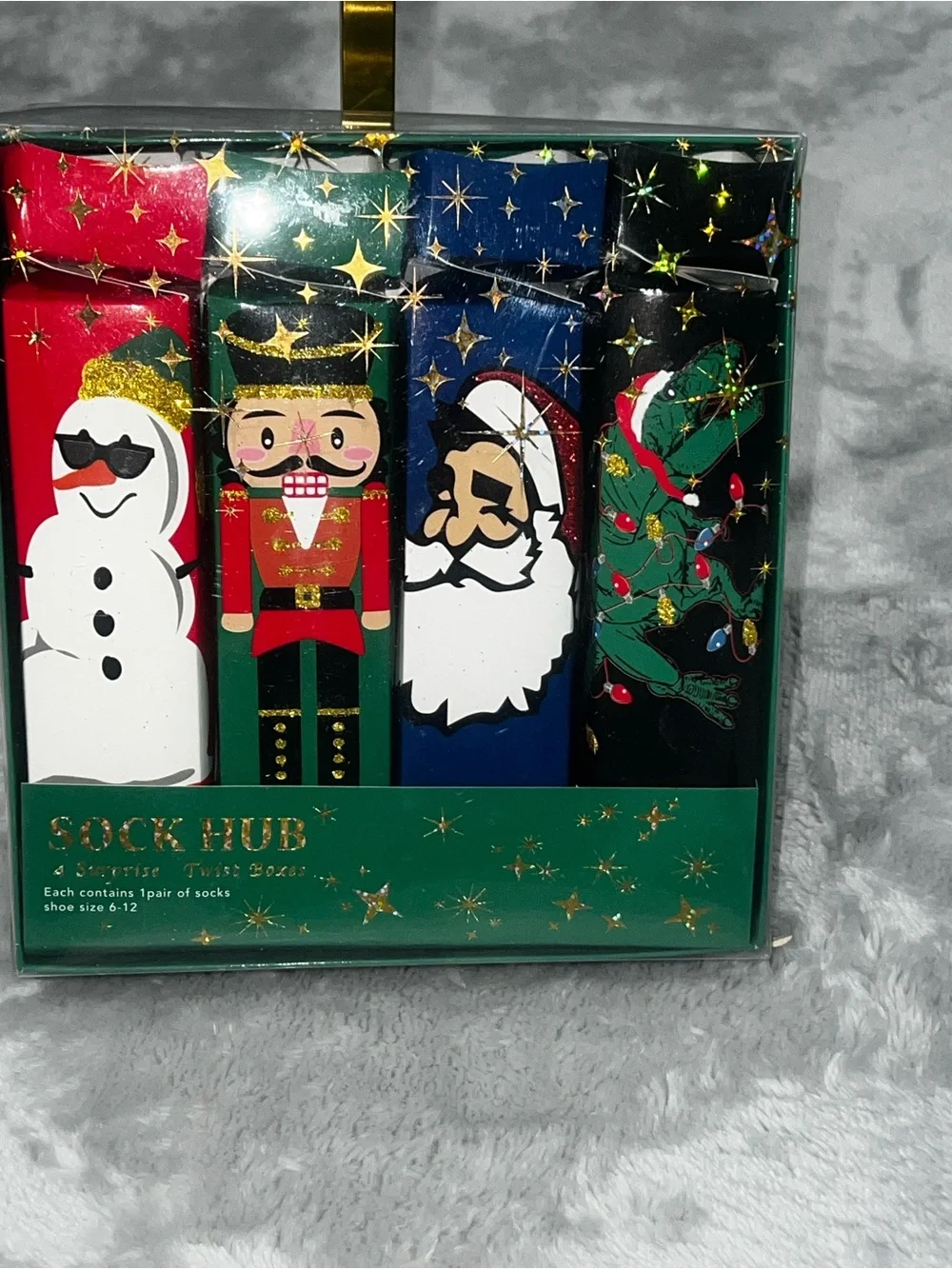NWT Sock Hub Holiday Collection Surprise Twist Boxes 4-Pack Socks Size 6-12